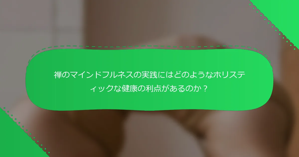 禅のマインドフルネスの実践にはどのようなホリスティックな健康の利点があるのか？