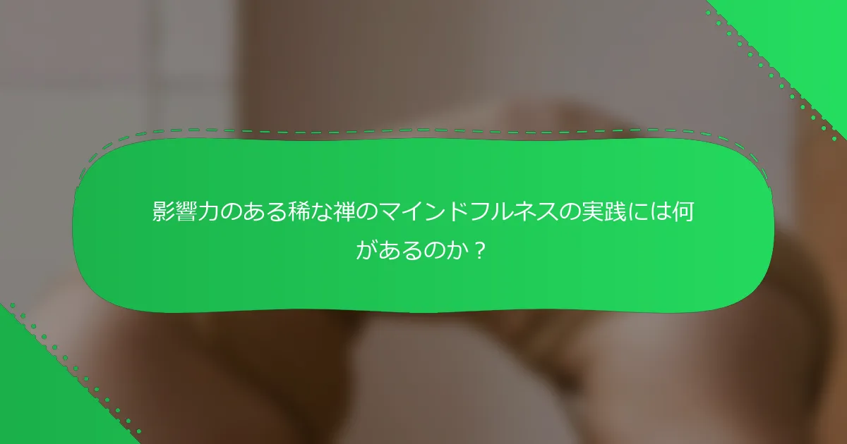 影響力のある稀な禅のマインドフルネスの実践には何があるのか？